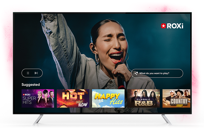 The ROXi channel, displayed on a television